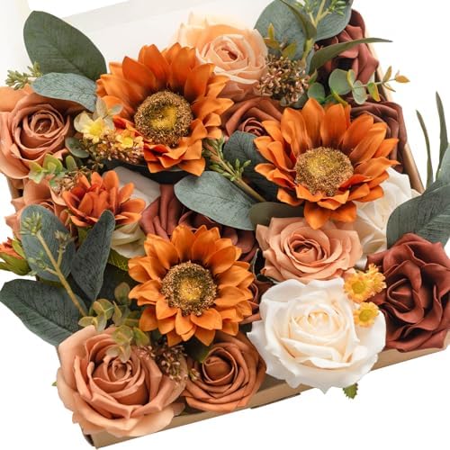 Teal Burnt Orange Silk Foam Wedding Centerpiece Box