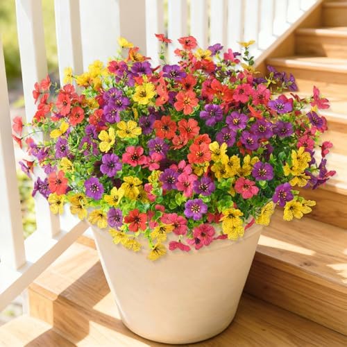 12 Bundles Multicolor Rose Grass UV Resistant Porch