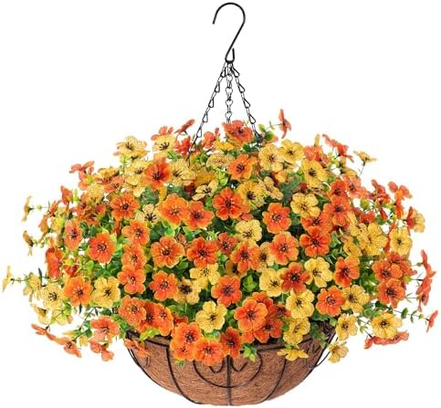 Artificial Hanging Flower Basket Resistant Silk UV Rose
