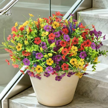 12 Bundles Multicolor Rose Grass UV Resistant Porch