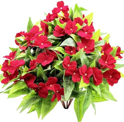 4 pcs Artificial Impatiens Bouquet Multicolor Resistant UV