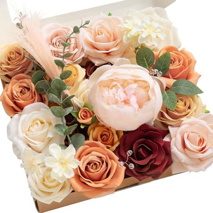 Teal Burnt Orange Silk Foam Wedding Centerpiece Box