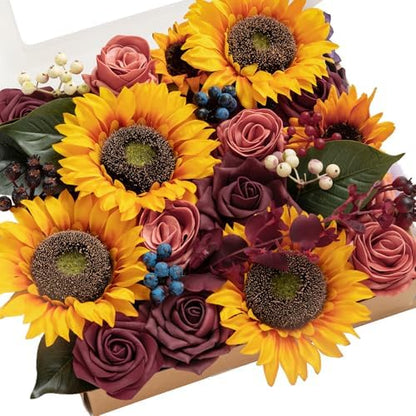 Teal Burnt Orange Silk Foam Wedding Centerpiece Box