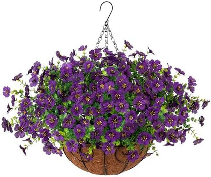 Artificial Hanging Flower Basket Resistant Silk UV Rose