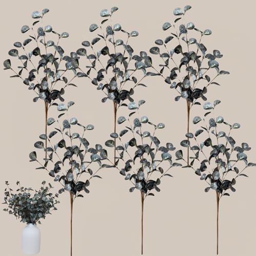 Beige Silk Mum Flowers Eucalyptus Stems Home Kitchen
