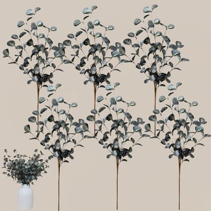 Beige Silk Mum Flowers Eucalyptus Stems Home Kitchen