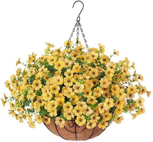 Artificial Hanging Flower Basket Resistant Silk UV Rose