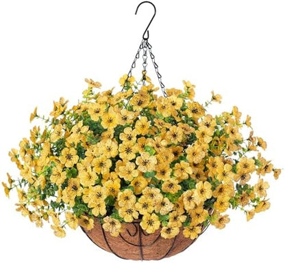 Artificial Hanging Flower Basket Resistant Silk UV Rose