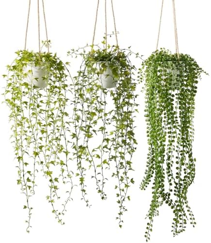 3 pack 20 inch Artificial Hanging Plants Dried