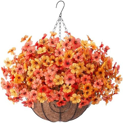 Artificial Hanging Flower Basket Resistant Silk UV Rose