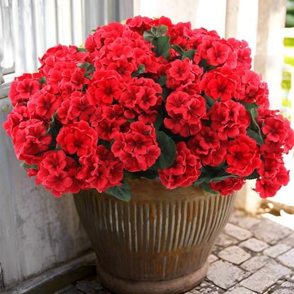 12 pcs Artificial Geranium Flowers Rose Home Kitchen
