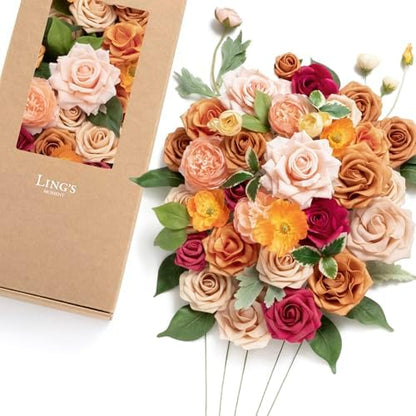 Teal Burnt Orange Silk Foam Wedding Centerpiece Box