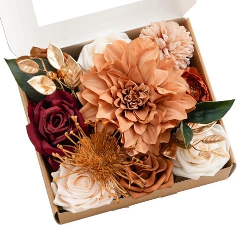 Teal Burnt Orange Silk Foam Wedding Centerpiece Box