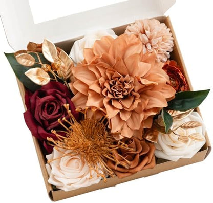Teal Burnt Orange Silk Foam Wedding Centerpiece Box