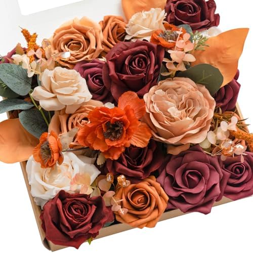 Teal Burnt Orange Silk Foam Wedding Centerpiece Box