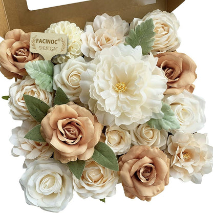 20 Pcs Pink Silk Peonies Roses Wedding Bouquet