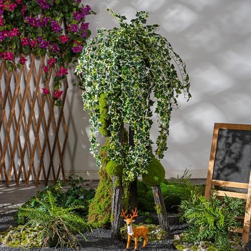 2 pack Artificial Hanging Monstera Plants Resistant UV