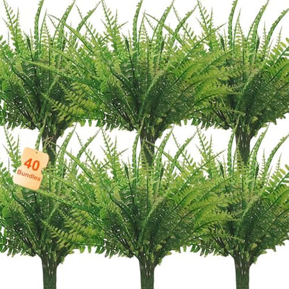 40 pcs Artificial Boston Fern Plants Resistant UV