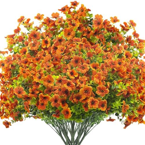 16 bundles Artificial Outdoor Flowers Resistant Silk UV