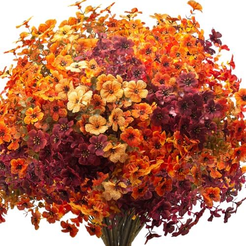 16 bundles Artificial Outdoor Flowers Resistant Silk UV
