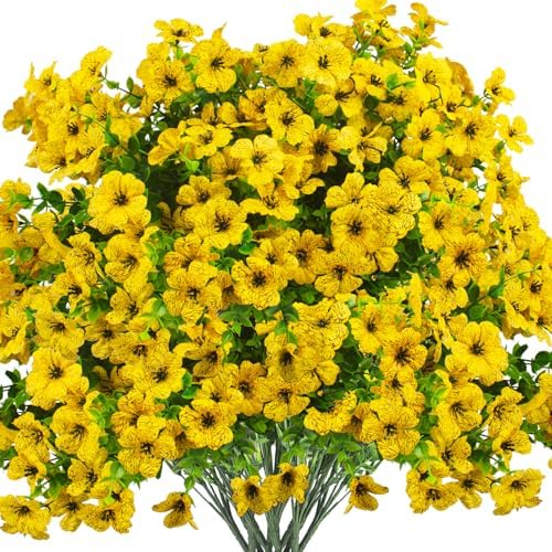16 bundles Artificial Outdoor Flowers Resistant Silk UV