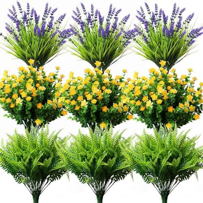 18 pcs Outdoor Artificial Plants Resistant Greenery UV