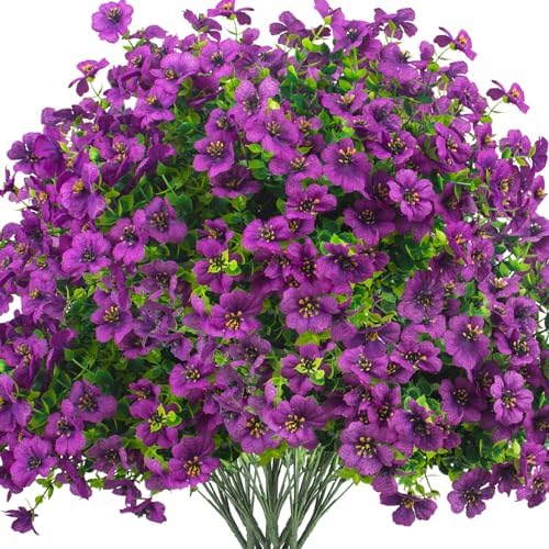 16 bundles Artificial Outdoor Flowers Resistant Silk UV