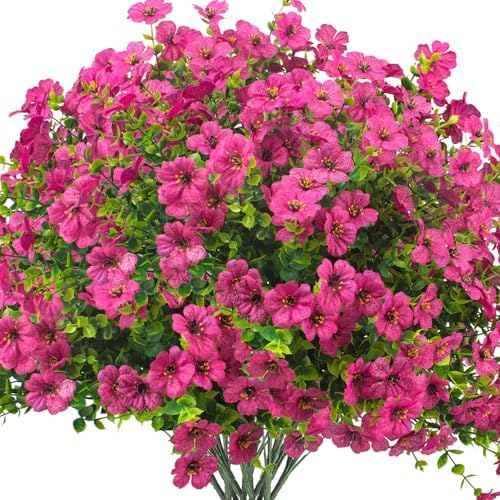 16 bundles Artificial Outdoor Flowers Resistant Silk UV