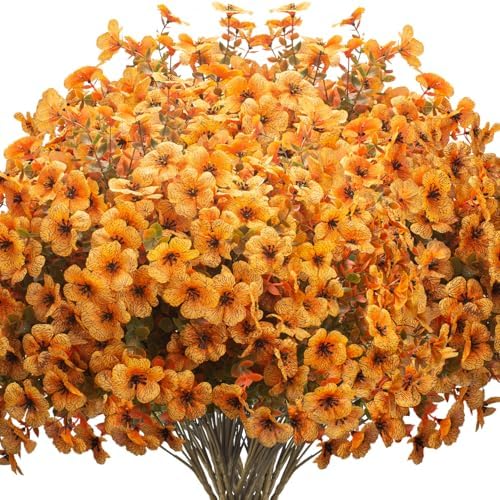 16 bundles Artificial Outdoor Flowers Resistant Silk UV