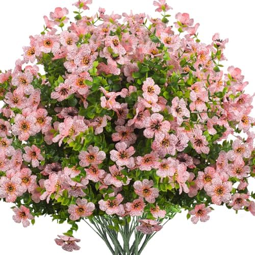 16 bundles Artificial Outdoor Flowers Resistant Silk UV