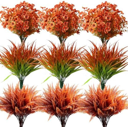18 pcs Outdoor Artificial Plants Resistant Greenery UV
