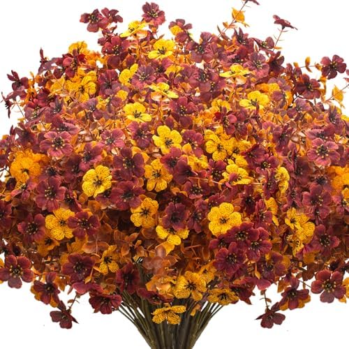 16 bundles Artificial Outdoor Flowers Resistant Silk UV