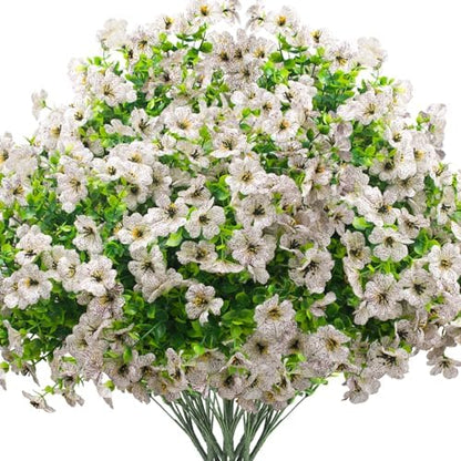 16 bundles Artificial Outdoor Flowers Resistant Silk UV