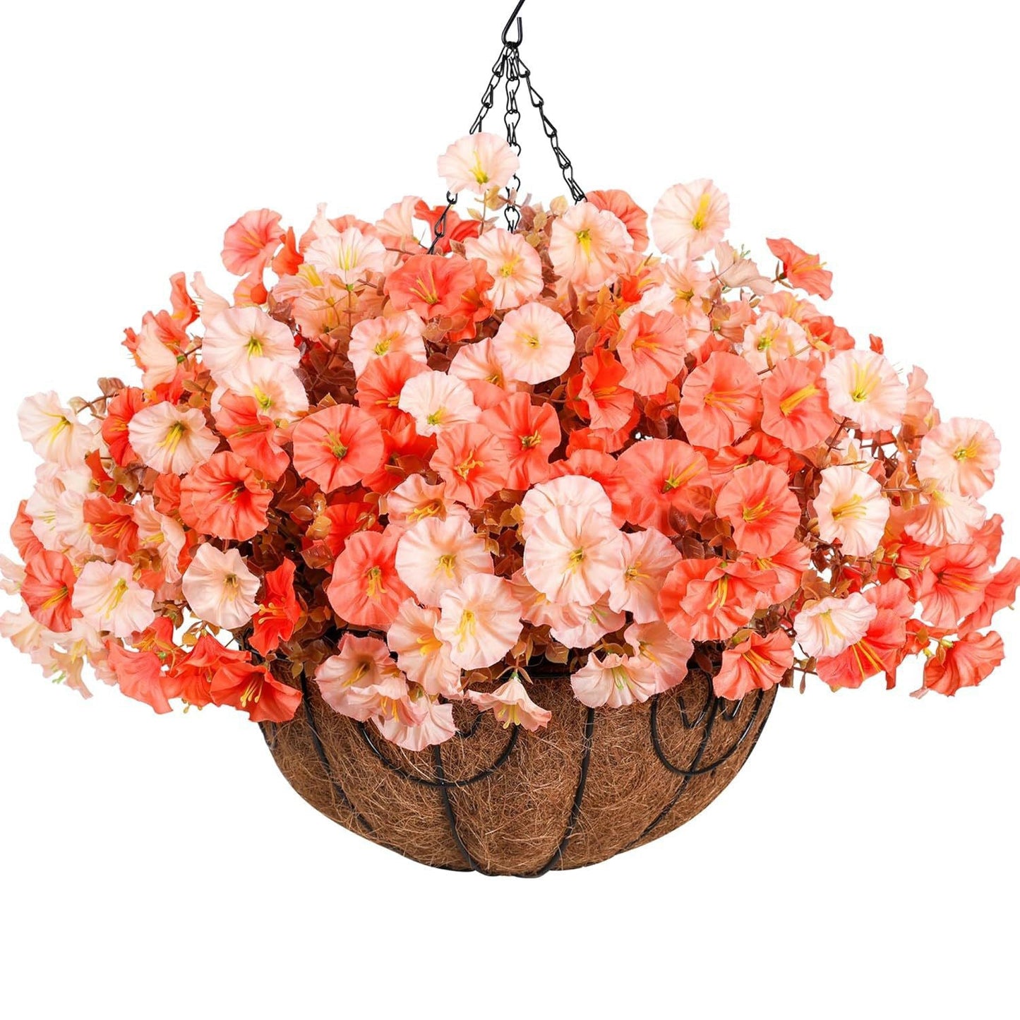 Silk Morning Glory Basket Artificial Flower Decor Outdoor
