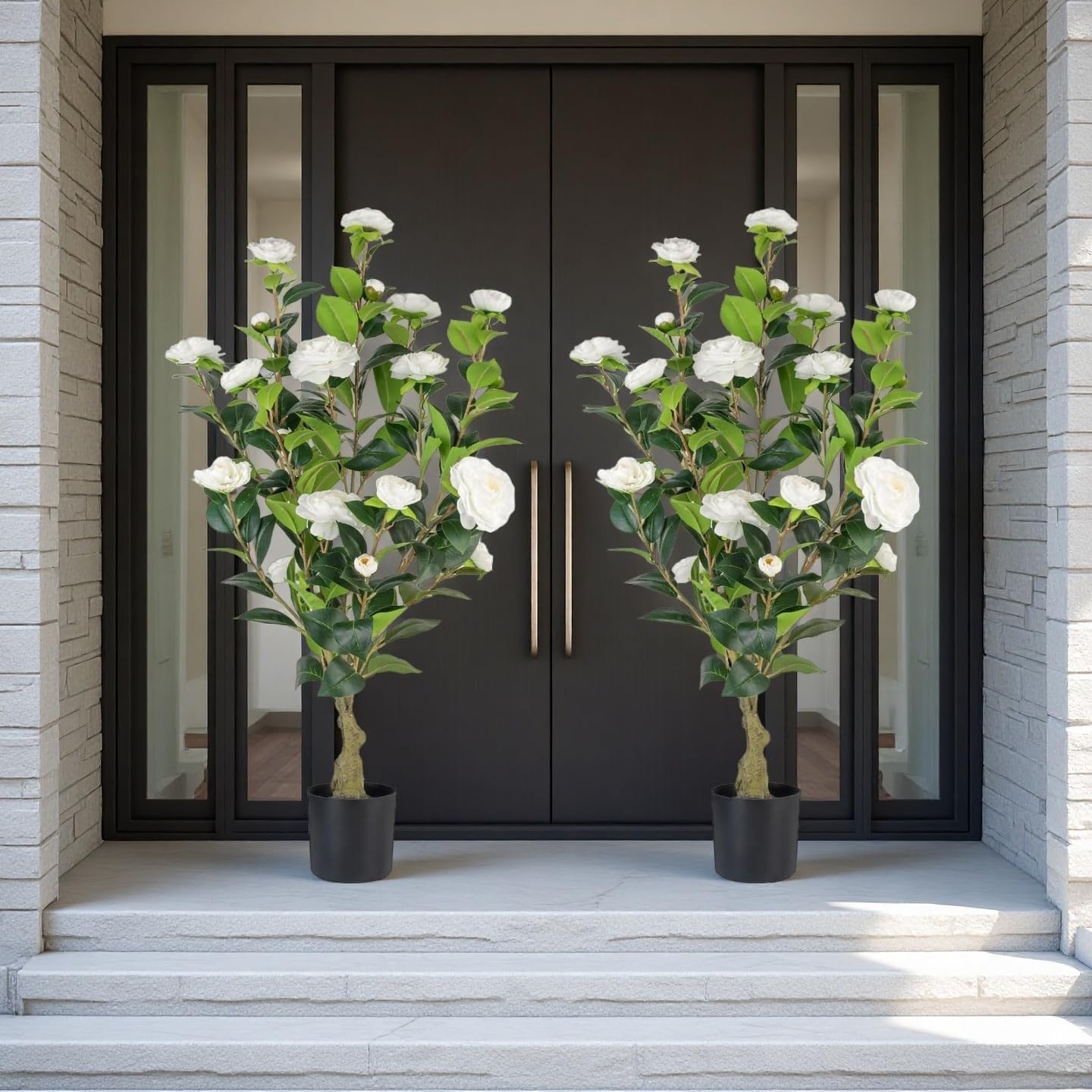 2 pack 3 ft Artificial Camellia Trees Pot