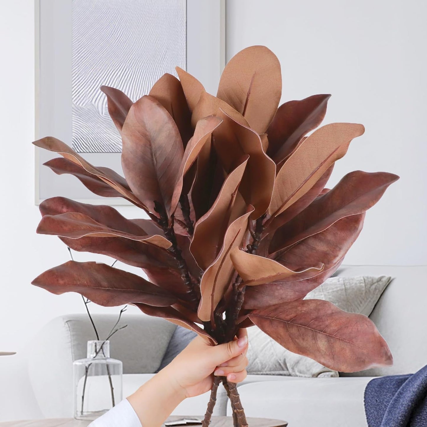 Artificial Autumn Magnolia Branches Fall Floral Decor Dried
