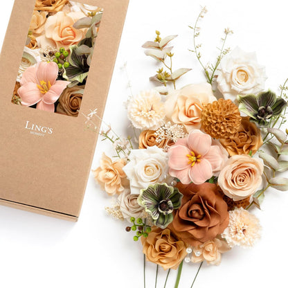 Teal Burnt Orange Silk Foam Wedding Centerpiece Box
