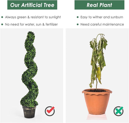 Artificial Spiral Boxwood Topiary Tree Plant Trees Potted