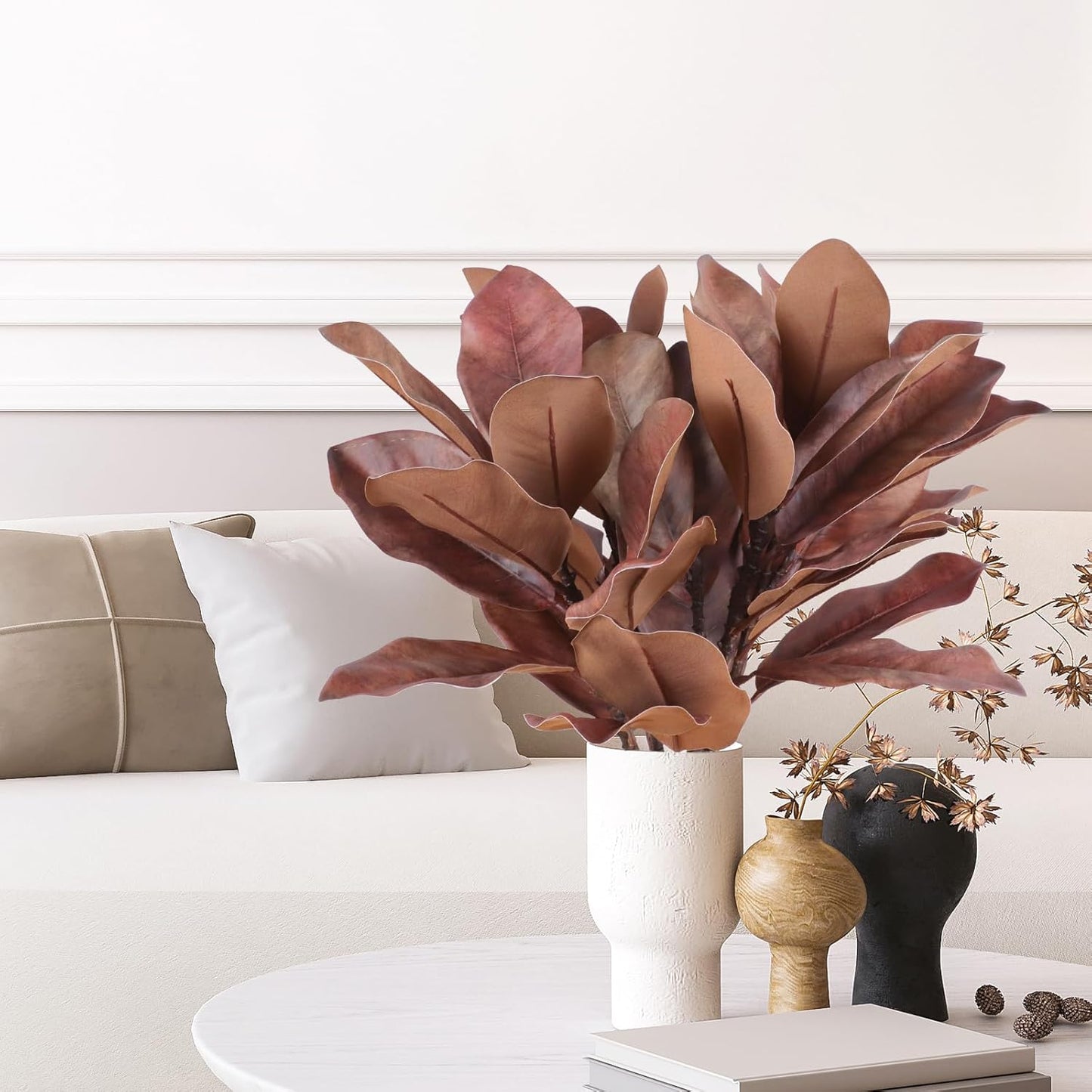 Artificial Autumn Magnolia Branches Fall Floral Decor Dried