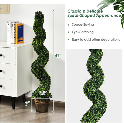 Artificial Spiral Boxwood Topiary Tree Plant Trees Potted