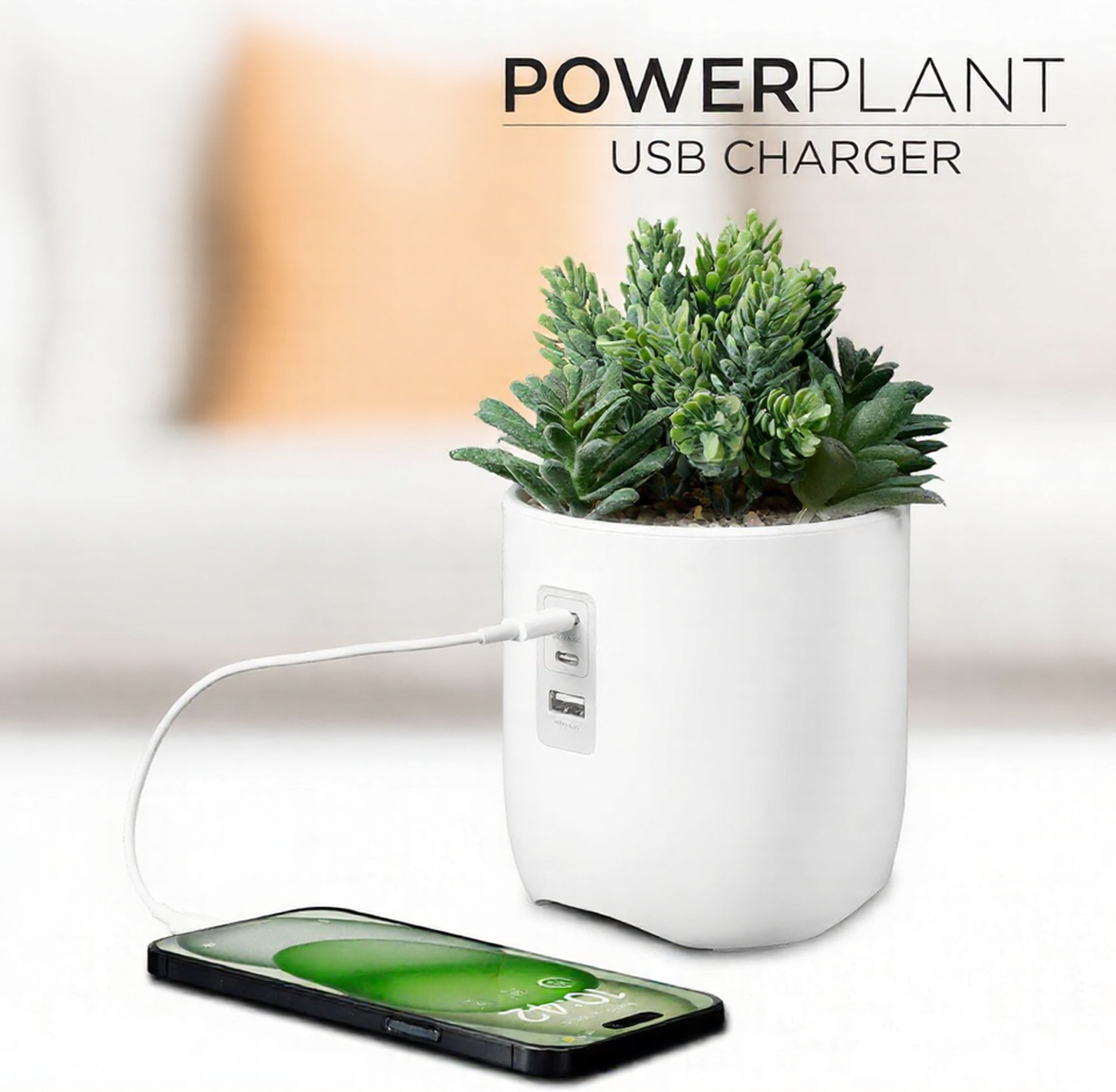 Succulent Usb Charging Station Artificial Plant Decor Dried
