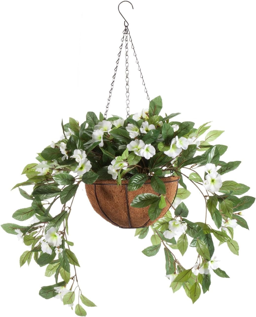 Artificial Impatiens Hanging Basket Hook Flower Decor Outdoor