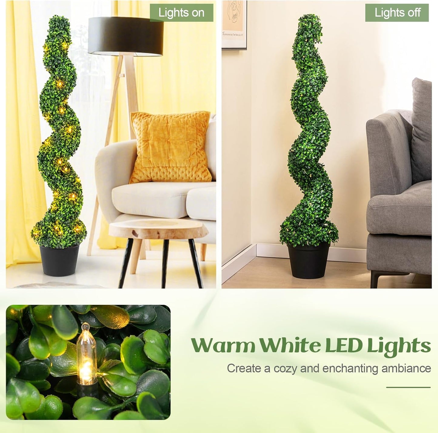 Artificial Spiral Boxwood Topiary Tree Plant Trees Potted