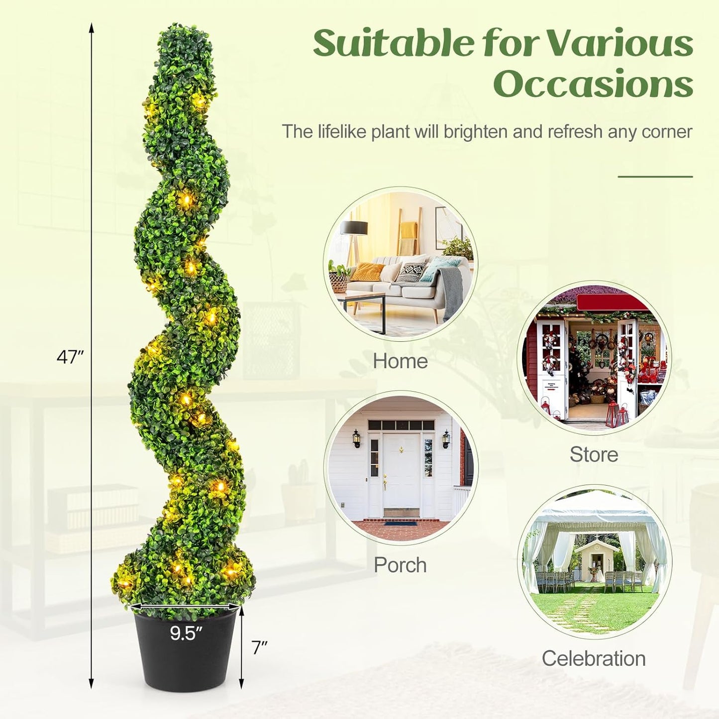 Artificial Spiral Boxwood Topiary Tree Plant Trees Potted