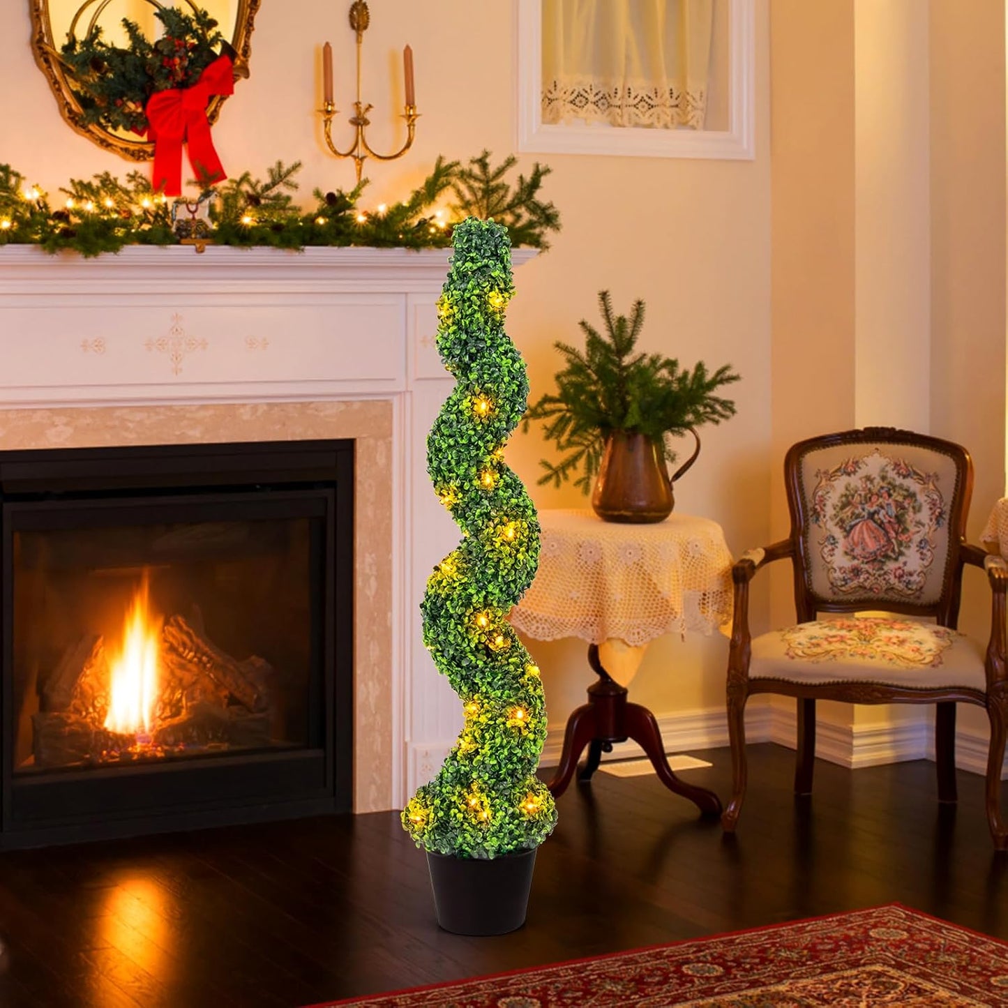 Artificial Spiral Boxwood Topiary Tree Plant Trees Potted