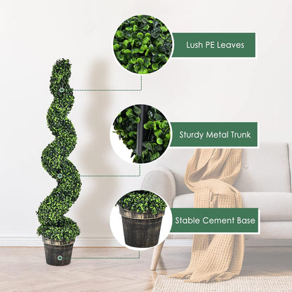 Artificial Spiral Boxwood Topiary Tree Plant Trees Potted