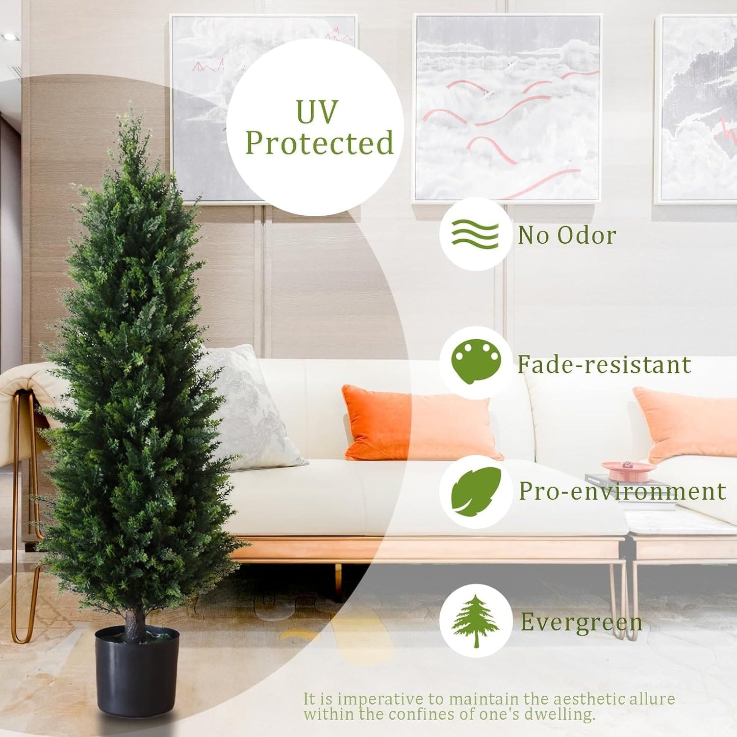 2 pack Artificial Cedar Topiary Trees Pine Plants