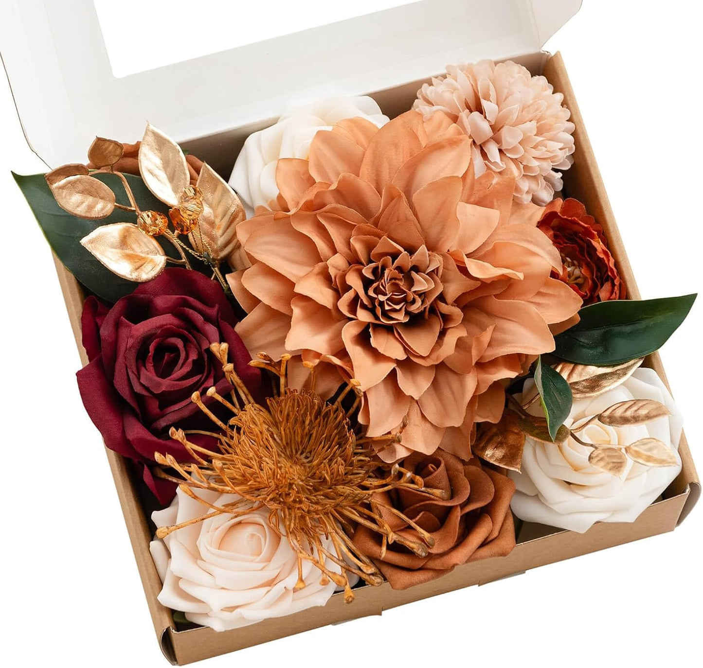 Teal Burnt Orange Silk Foam Wedding Centerpiece Box