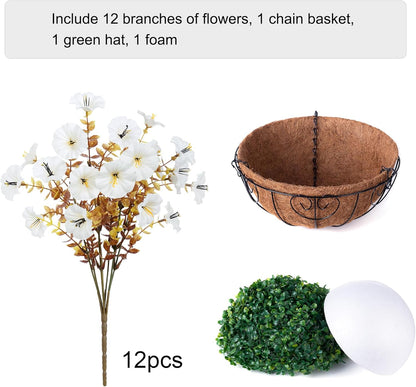 Silk Morning Glory Basket Artificial Flower Decor Outdoor