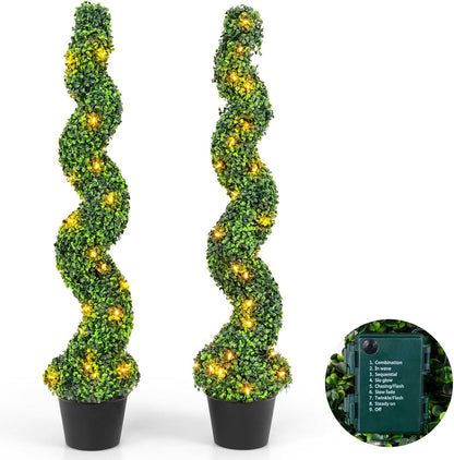 Artificial Spiral Boxwood Topiary Tree Plant Trees Potted
